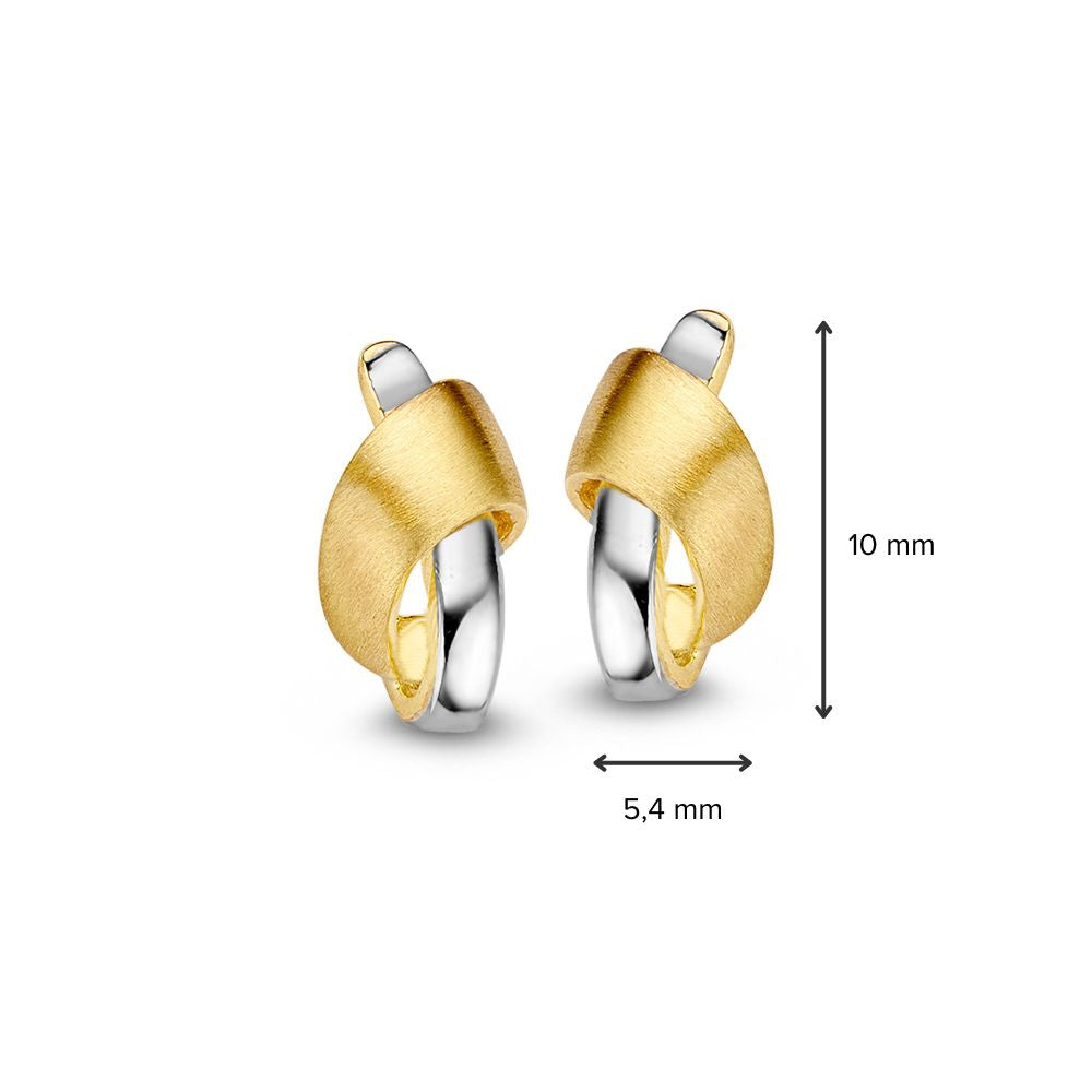 Puces d'oreilles bicolores en or pour femme – puces d'oreilles en or jaune/blanc 14 carats