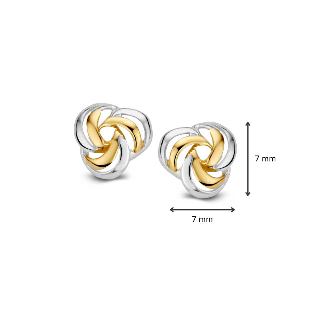 Boucles d'oreilles en or bicolore 14 carats pour femme – 7,2 mm, subtil et élégant