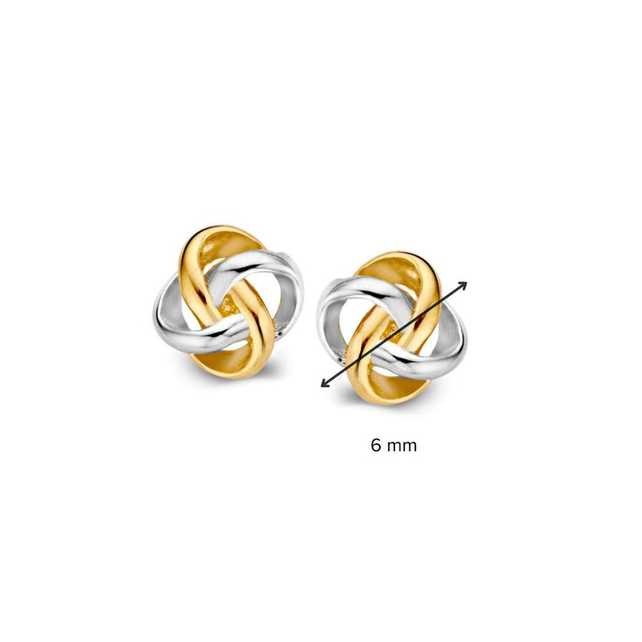 Bicolor Gouden Oorstekers 14 Karaat voor Dames – 6 mm, Tijdloze Elegantie in Geel en Wit