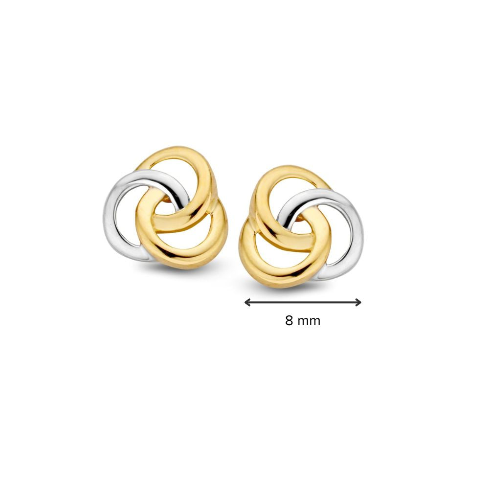 Puces d'oreilles bicolores en or blanc et or jaune
