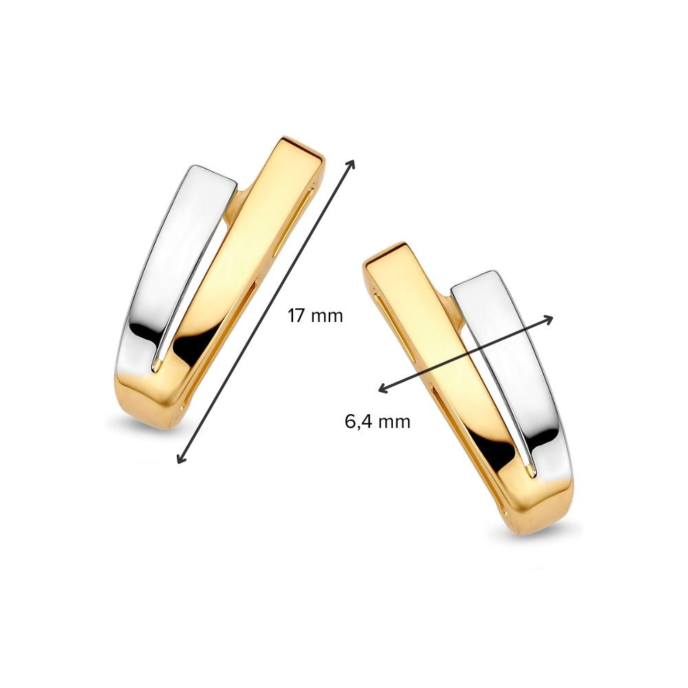Boucles d'oreilles en or bicolore dans une exécution épurée – or jaune et or blanc 14 carats