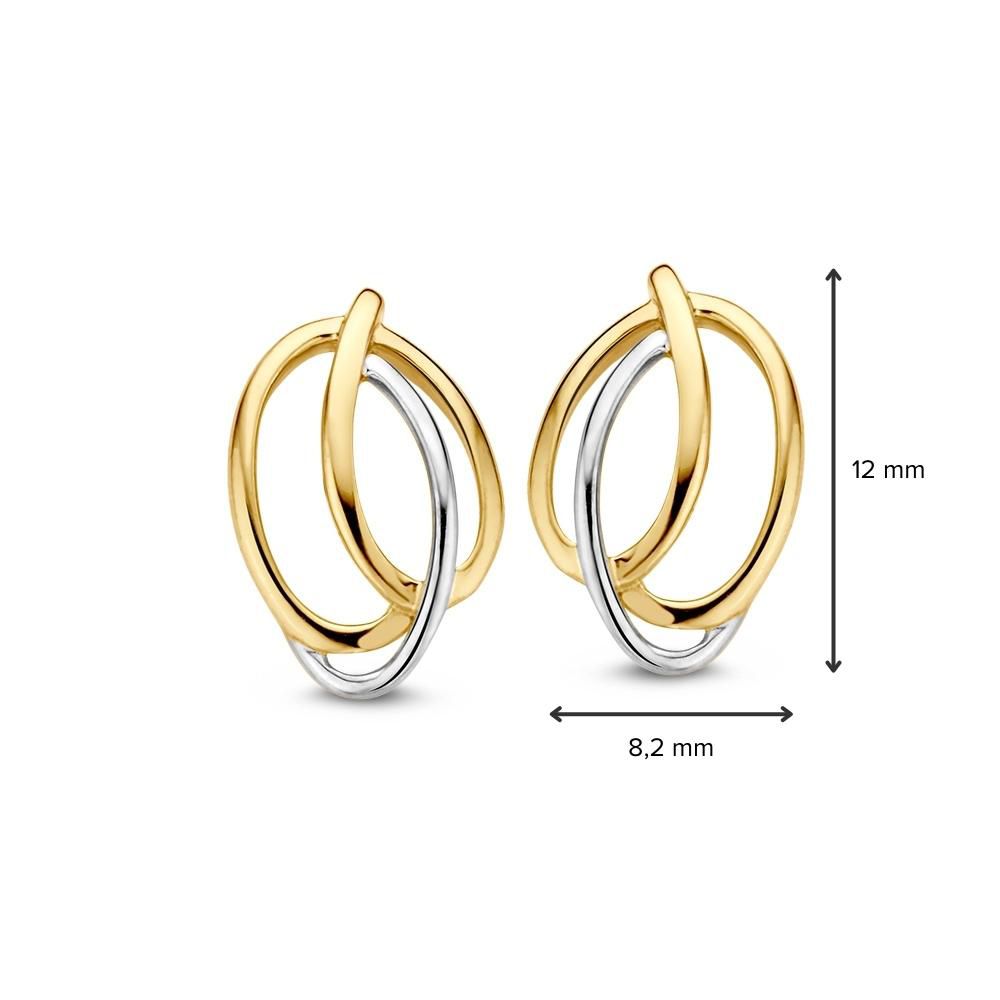 Boucles d'oreilles en or bicolore 14 carats pour femme – or jaune/or blanc