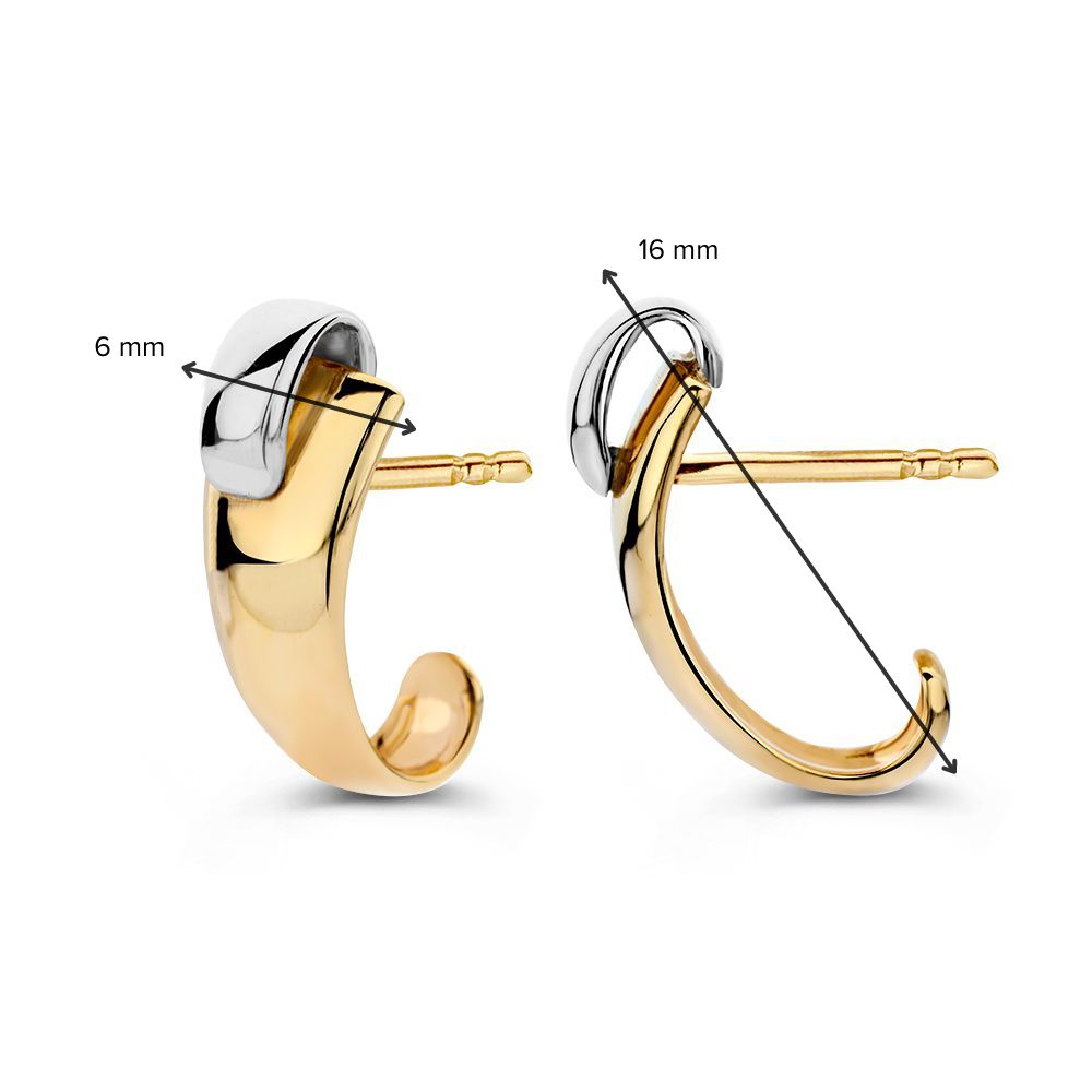 Boucles d'oreilles en or bicolore 14 carats pour femme – Boucles d'oreilles en or jaune/blanc