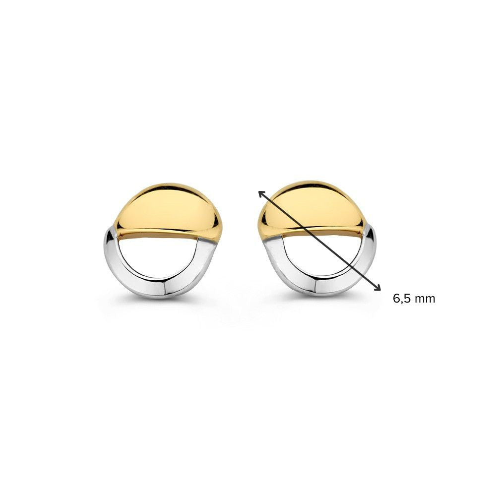 Boucles d'oreilles en or bicolore 14 carats pour femme – Boucles d'oreilles en or jaune/blanc