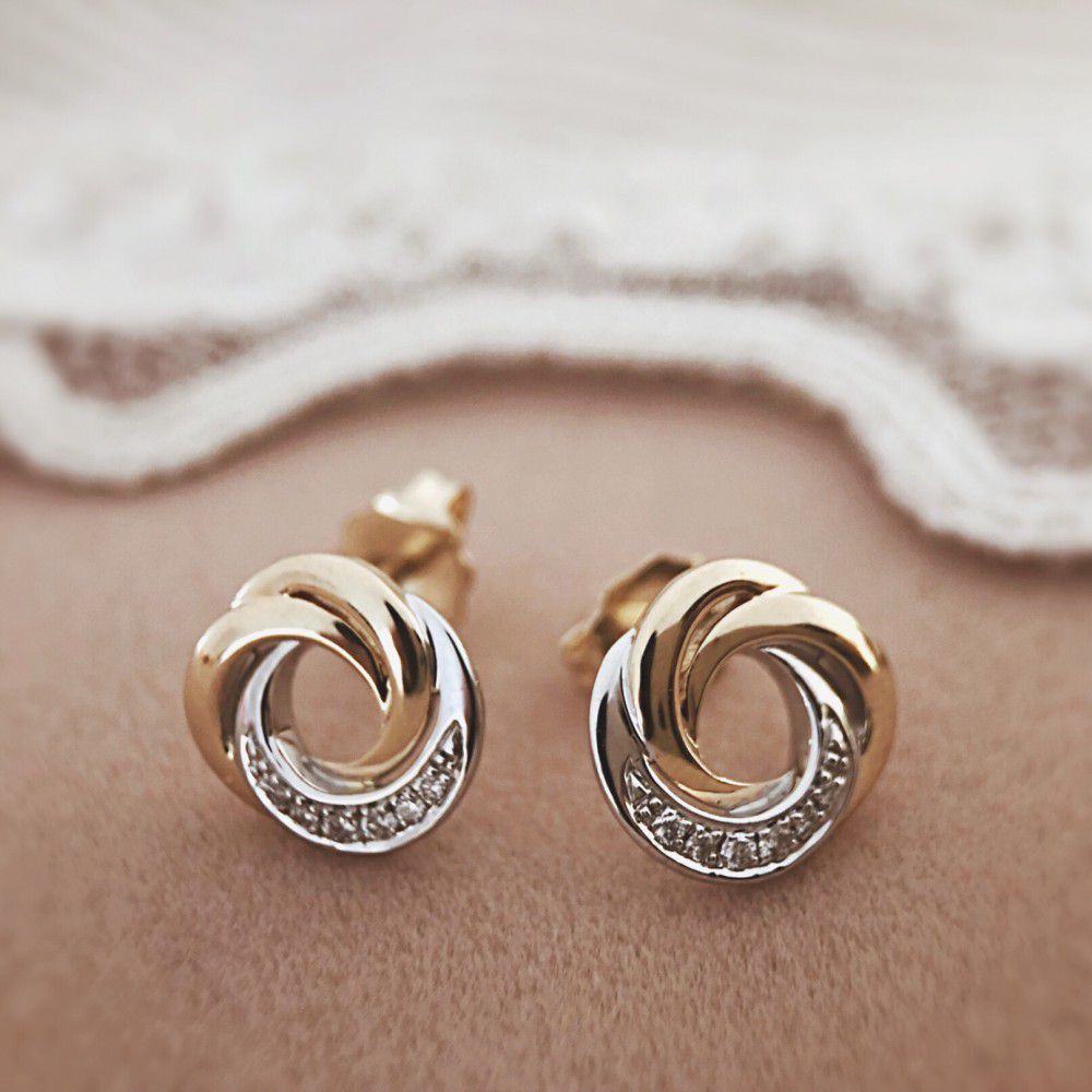 Bague en Or Jaune et Or Blanc avec Diamant Brillant – 14 Carats, 0.06 Carat Total – Livraison Gratuite
