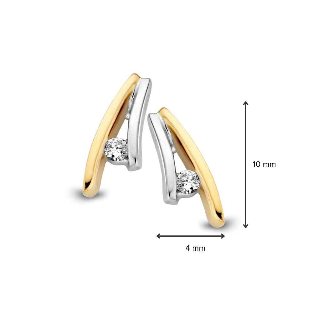 Boucles d'oreilles en or bicolore 14 carats pour femme avec diamants – 0,06 crt diamants