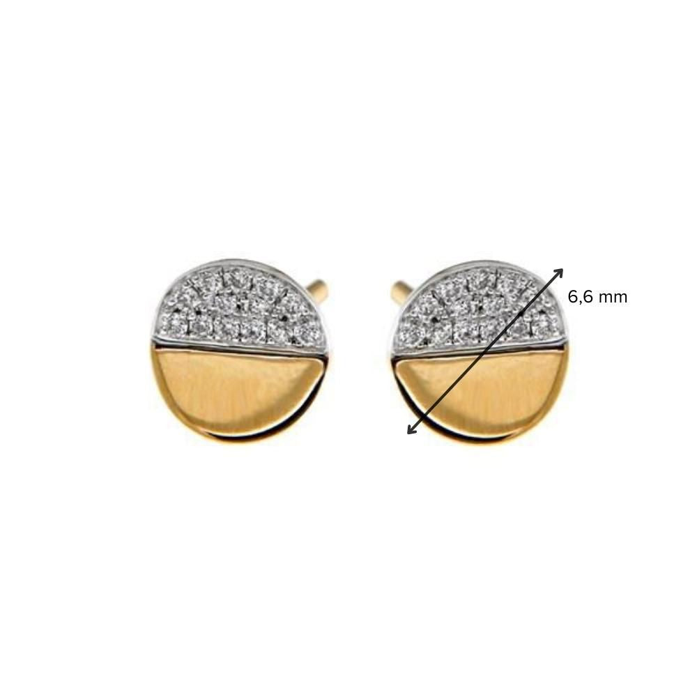 Boucles d'oreilles en or bicolore 14 carats avec diamant pour femme – Boucles d'oreilles en or jaune/blanc