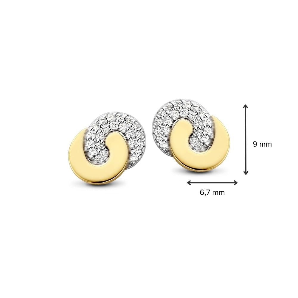 Boucles d'oreilles en or bicolore 14 carats pour femme – Boucles d'oreilles en or jaune/blanc avec diamant