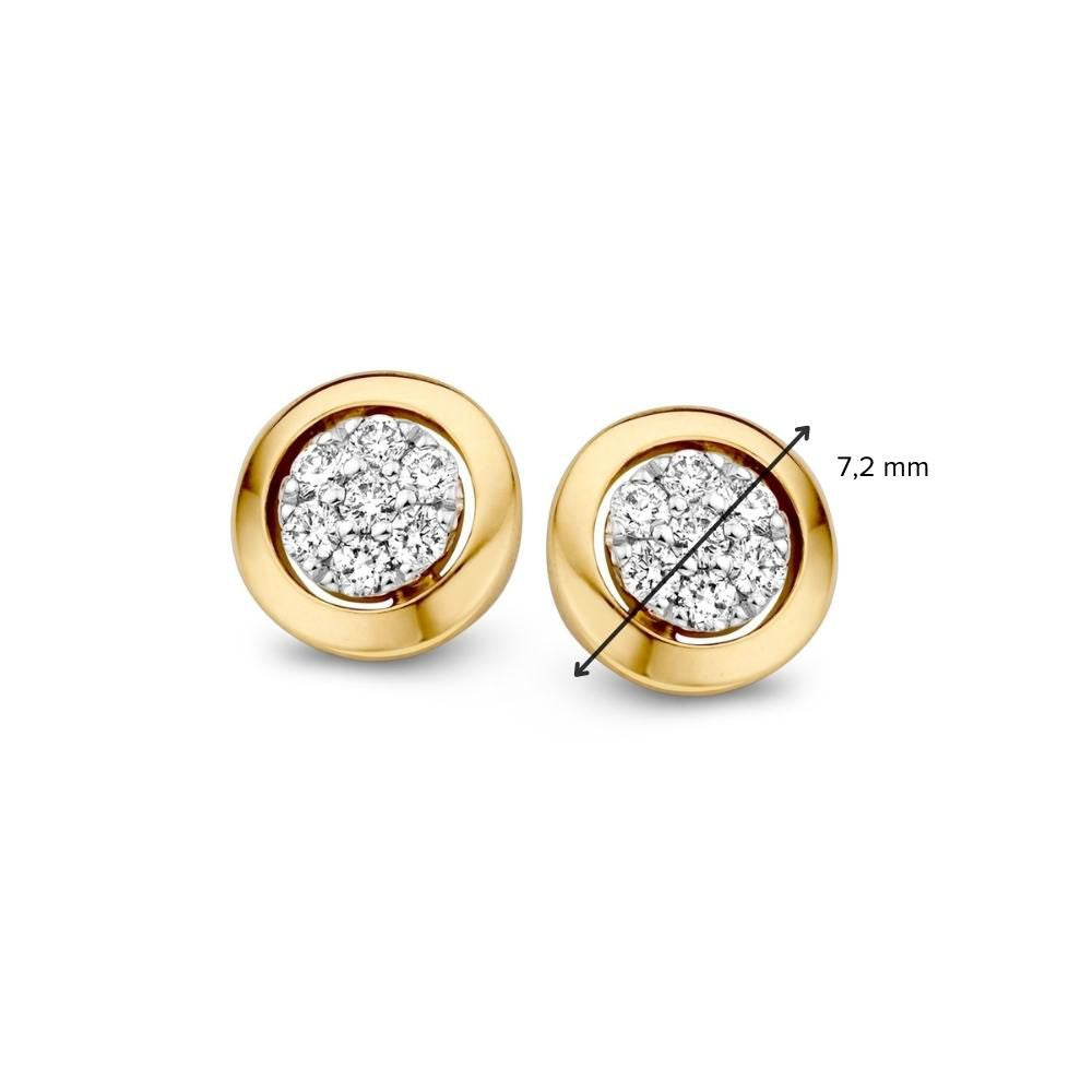 Boucles d'oreilles en or bicolore 14 carats avec diamant - 0,14 crt brillant