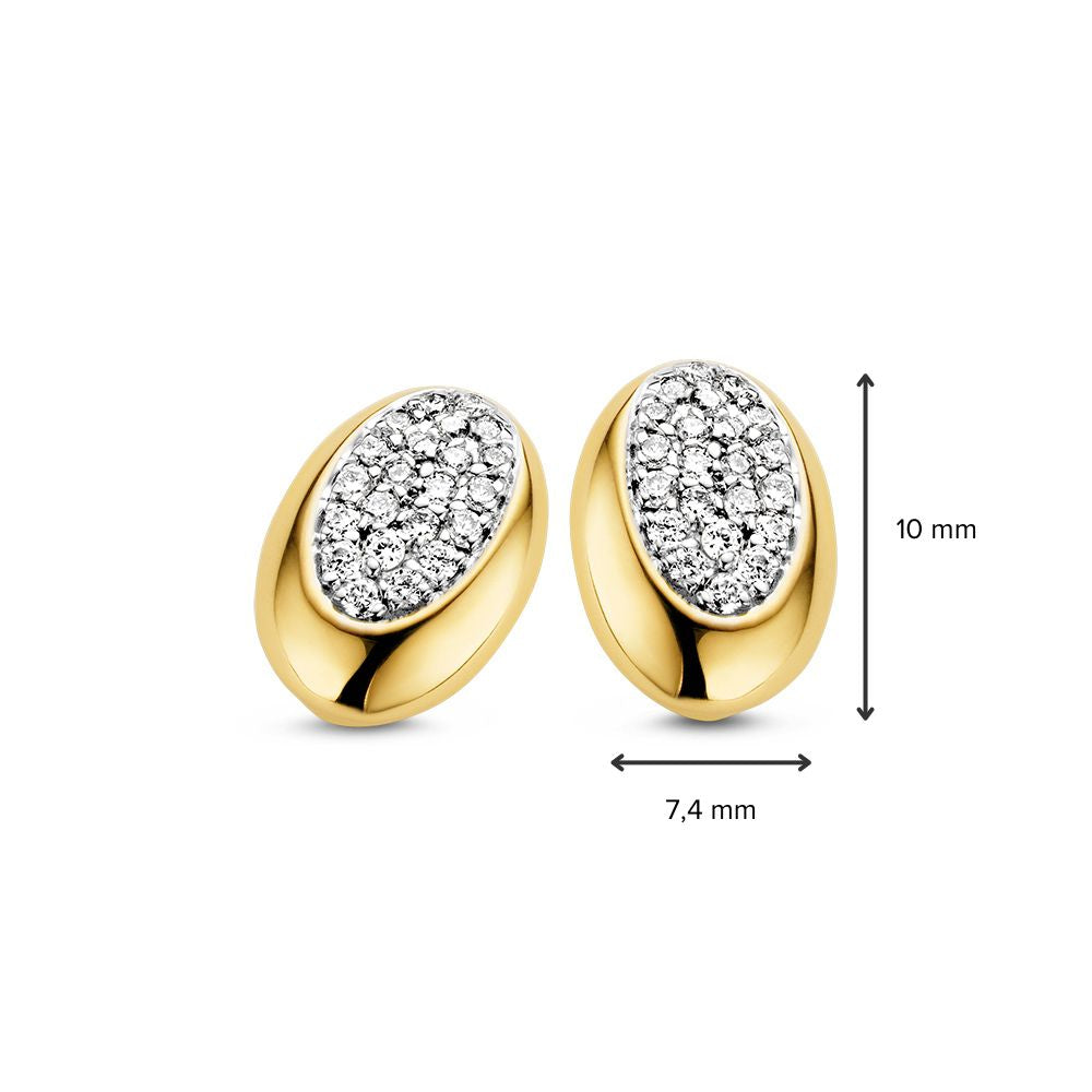 Boucles d'oreilles en or bicolore 14 carats avec brillant - 0,02 crt diamant