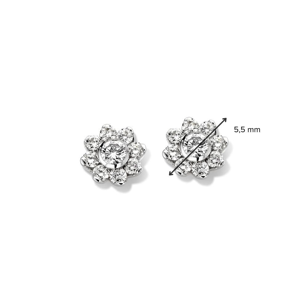 14 Karaat Bicolor Gouden Oorstekers met Briljant - 0,26 crt Diamant