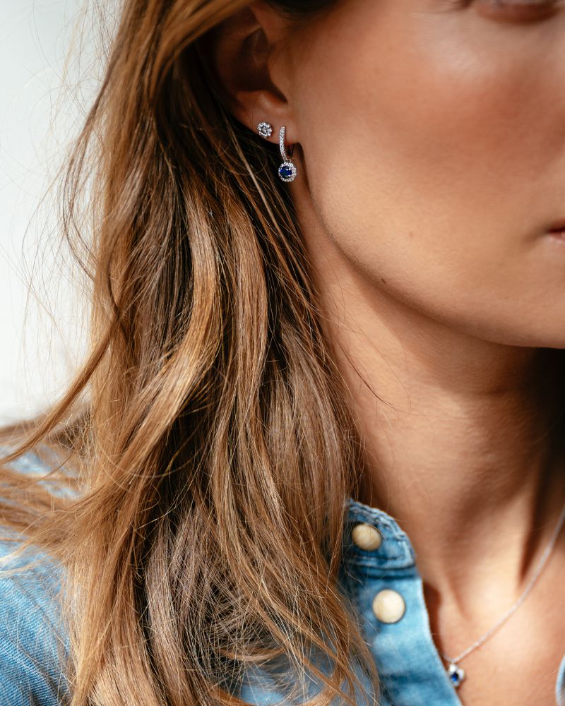 14 Karaat Bicolor Gouden Oorstekers met Briljant - 0,26 crt Diamant