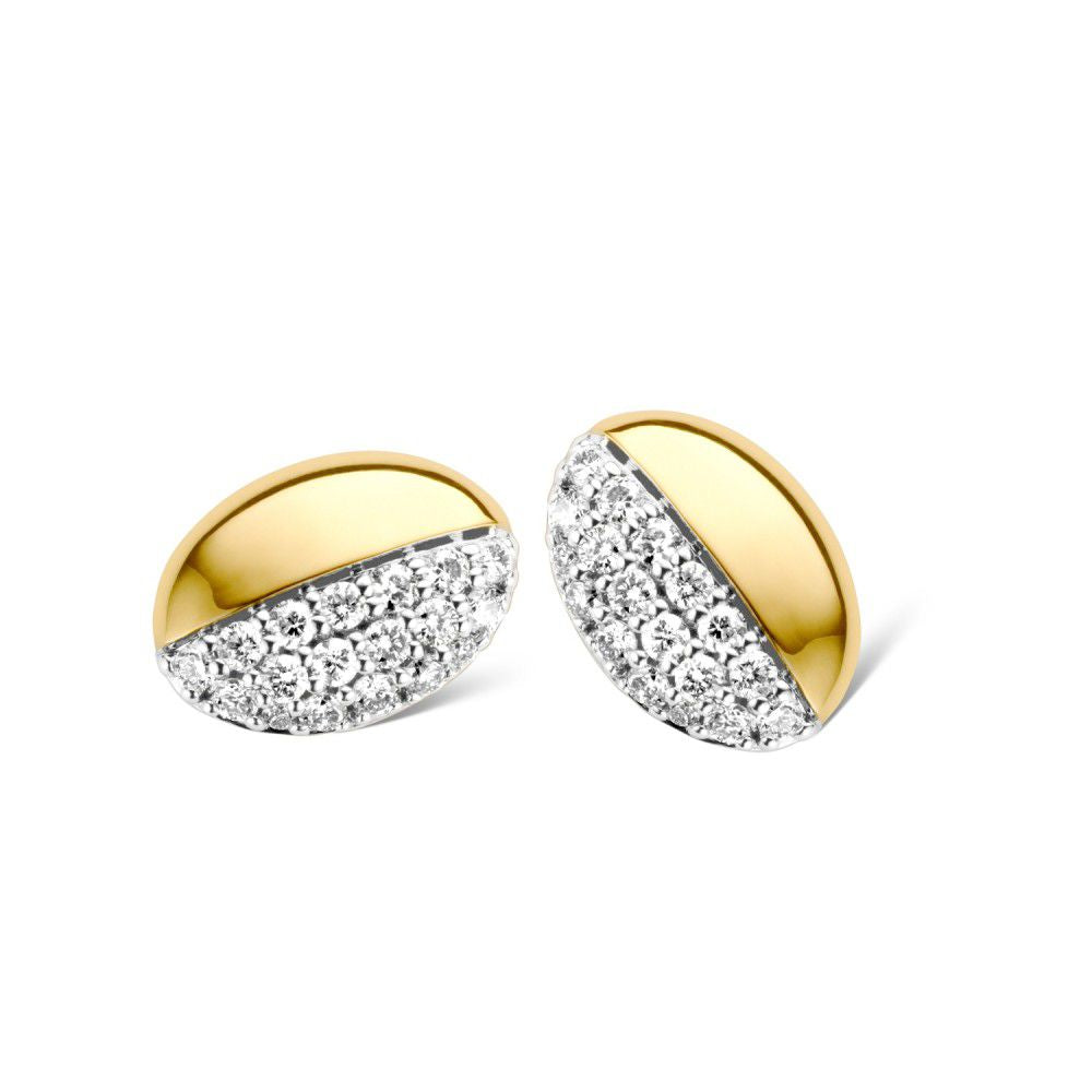Boucles d'oreilles bicolores en or avec diamants brillants de 0,30 ct.