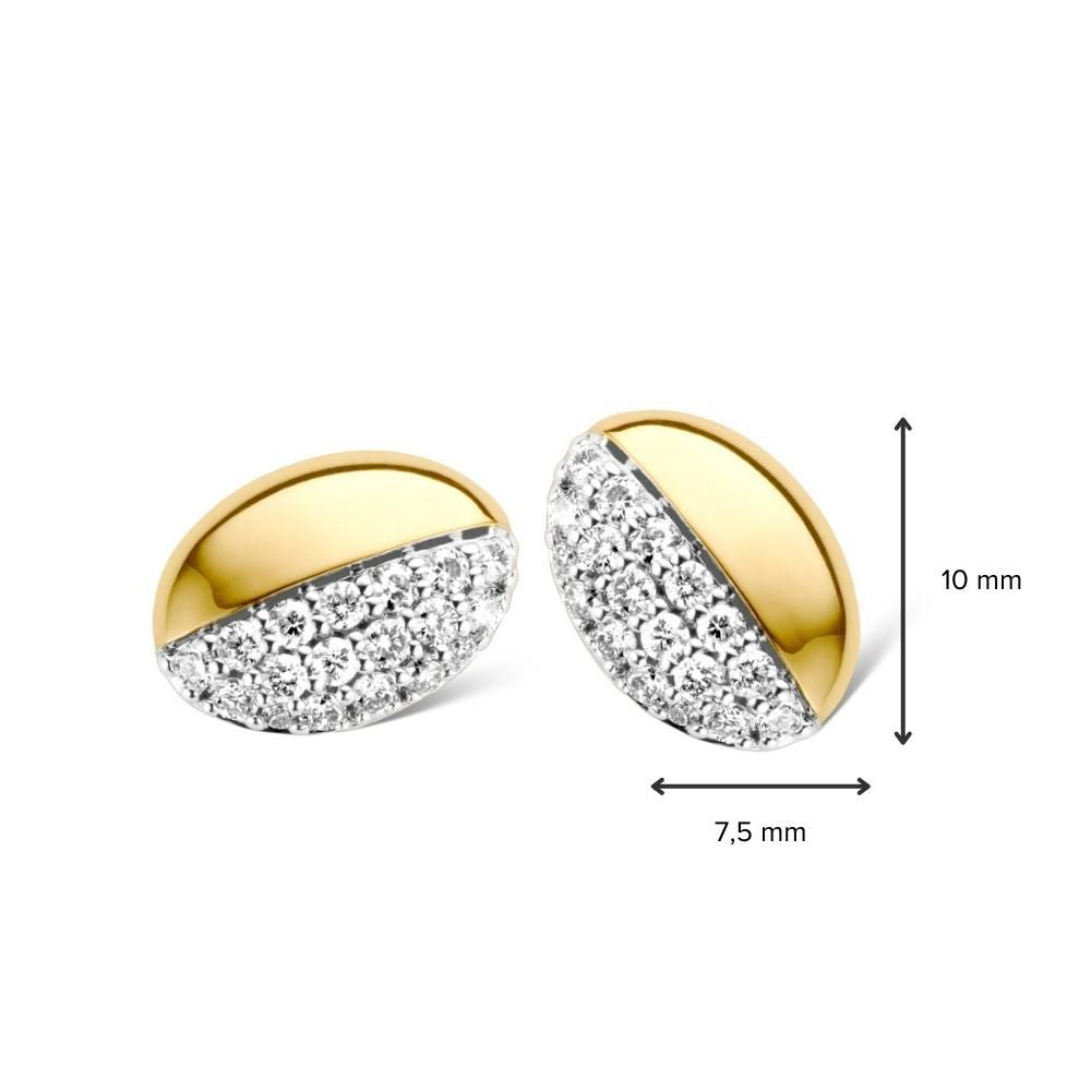 Puces d'oreilles en or bicolore avec 0,30 ct de diamants brillants