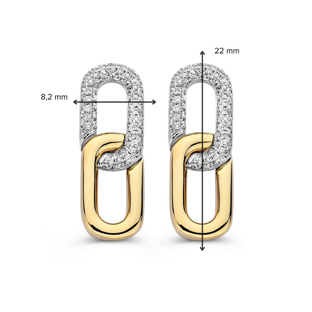 Puces d'oreilles en or bicolore avec 0,30ct de diamants brillants