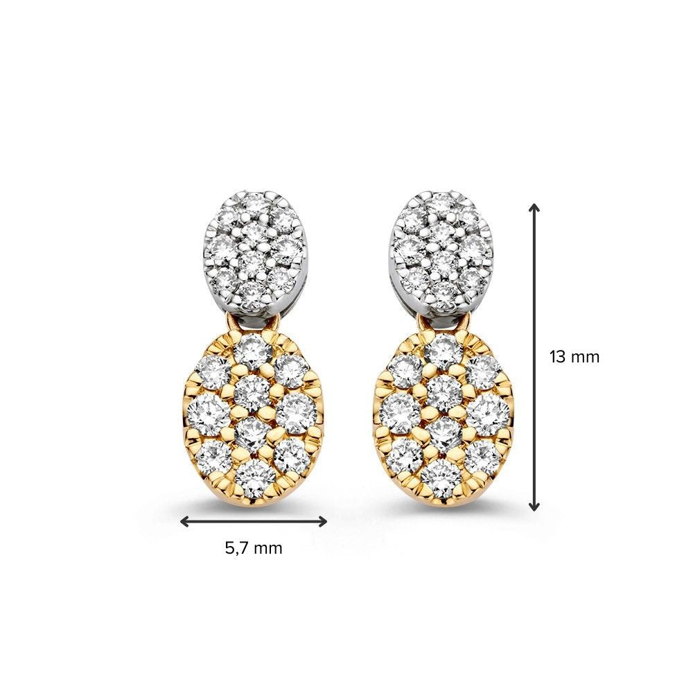 Boucles d'oreilles en diamant élégant – 0.45ct design ovale pavé en or 14k