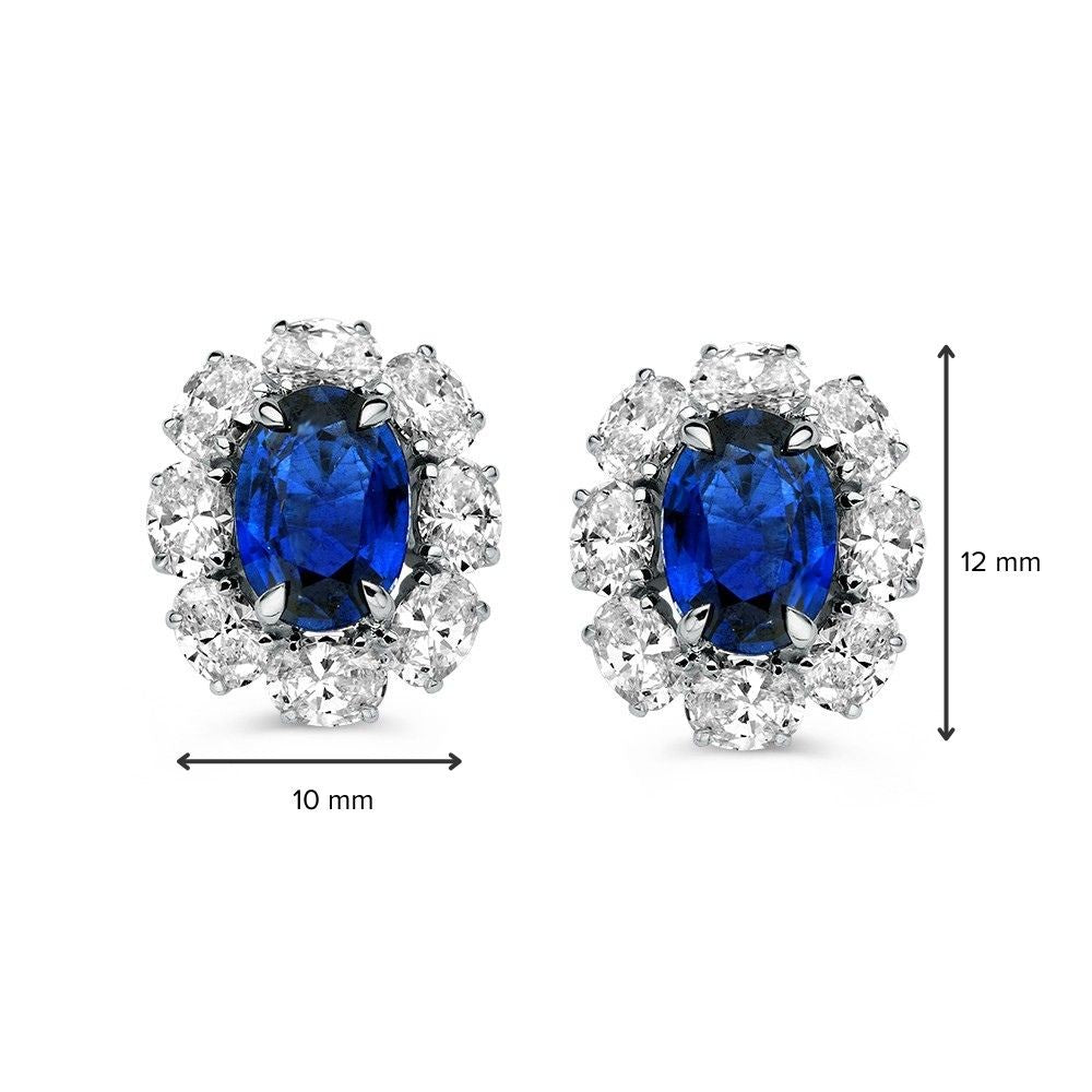 Boucles d'oreilles bicolores saphir+diamant