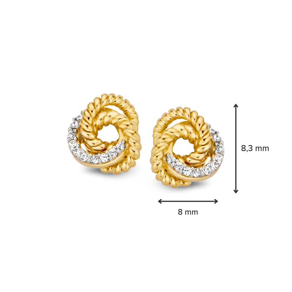 Puces d'oreilles en or jaune avec zircone - or 14 carats - livraison gratuite