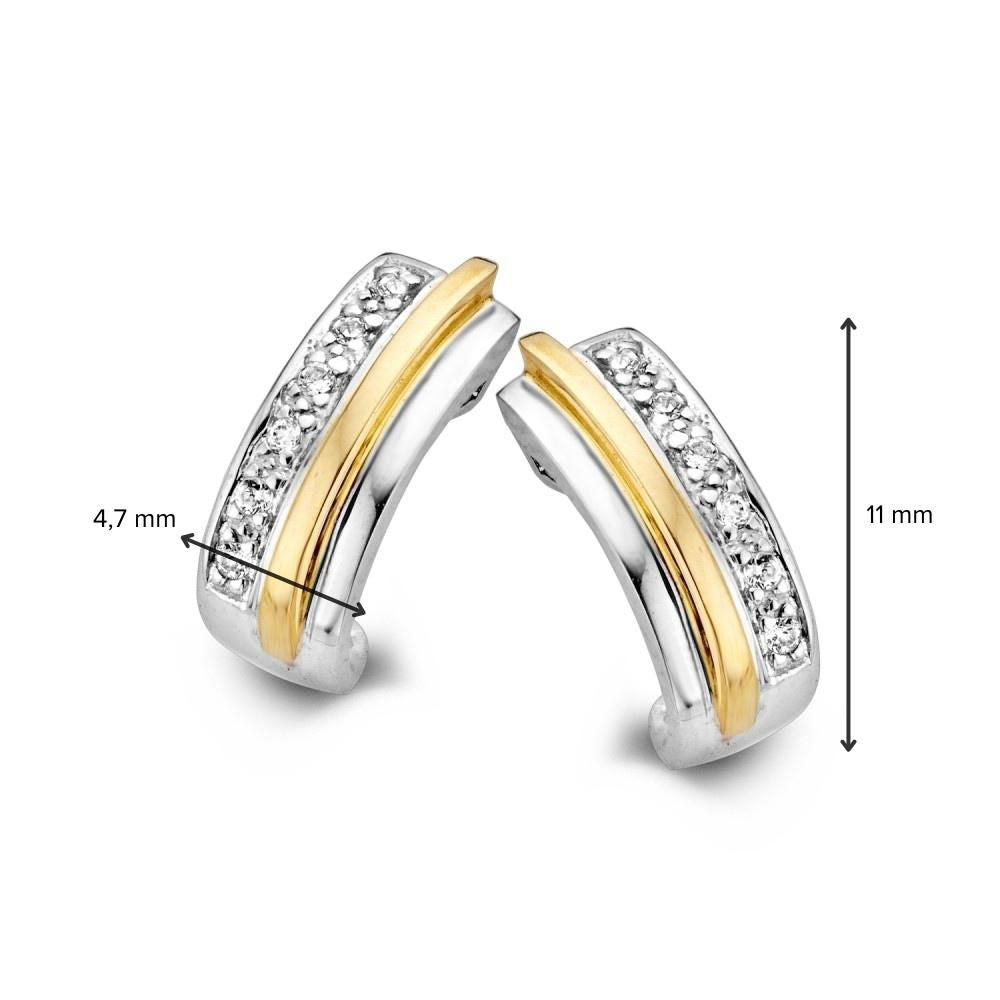 Boucles d'oreilles en or 14 carats bicolore avec zircones
