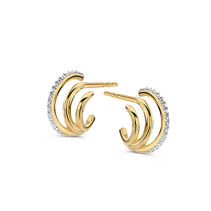 Geelgouden Oorstekers met Zirkonia's - 14K, 8mm
