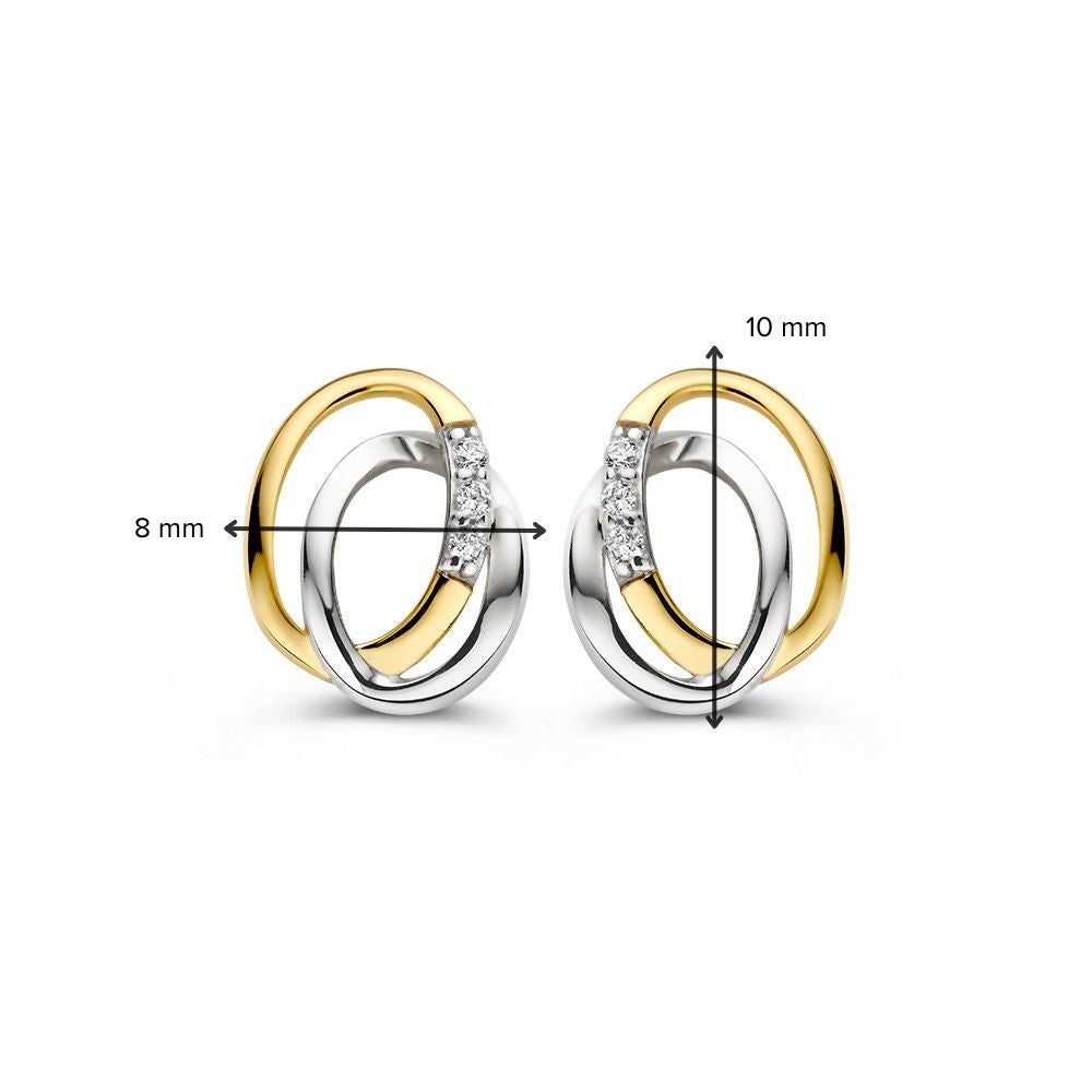 Boucles d'oreilles en or bicolore 14K avec zircone - Accessoires d'oreilles élégants pour femme
