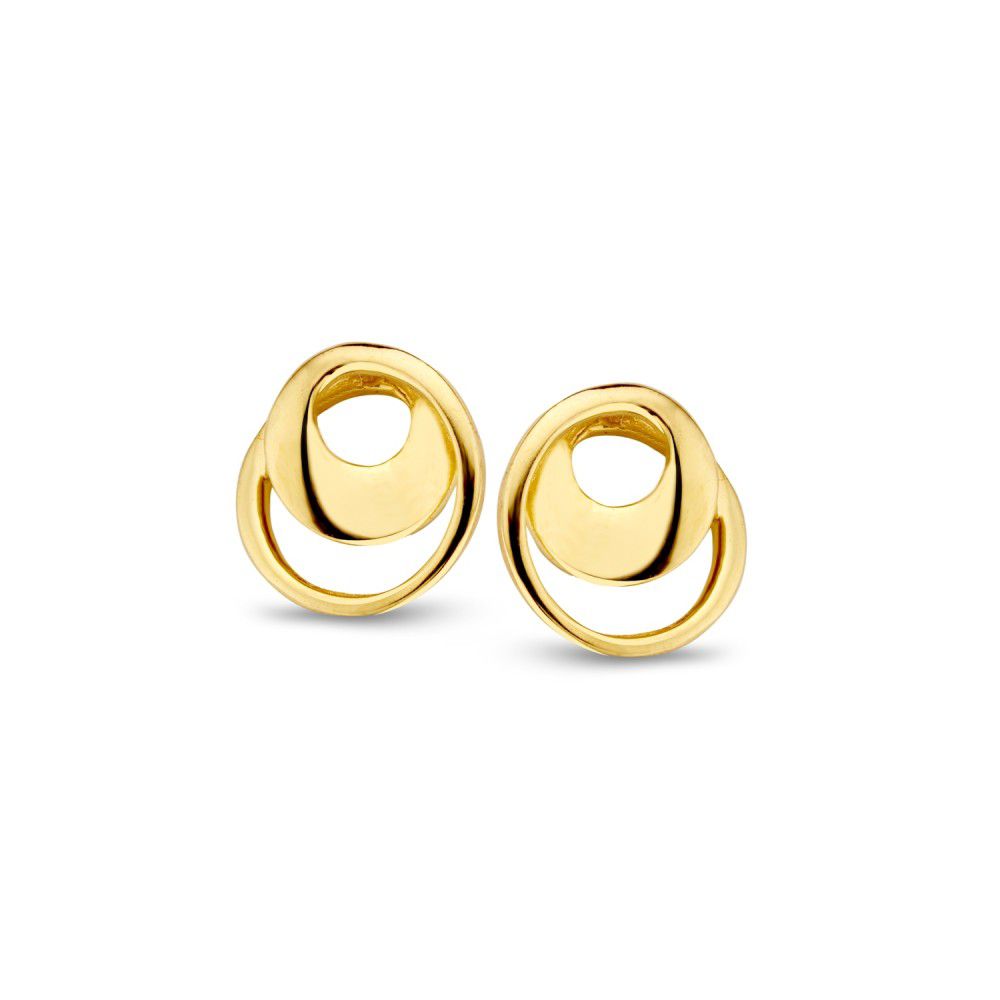 Boucles d'oreilles en or jaune 14K, forme organique, 8 mm, finition brillante.