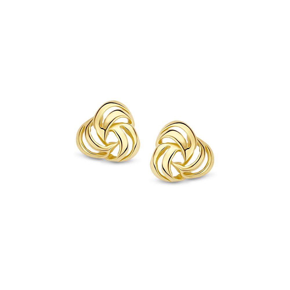 Boucles d'oreilles en or jaune 14K au design minimaliste, de forme ondulée et mesurant 7,3 mm.