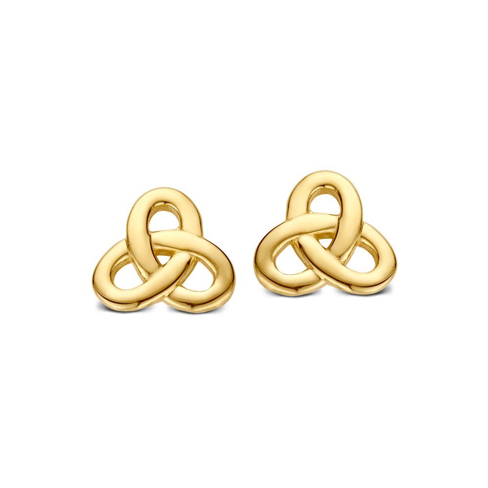 Boucles d'oreilles en or jaune 14K, en forme de nœud, au design intemporel.