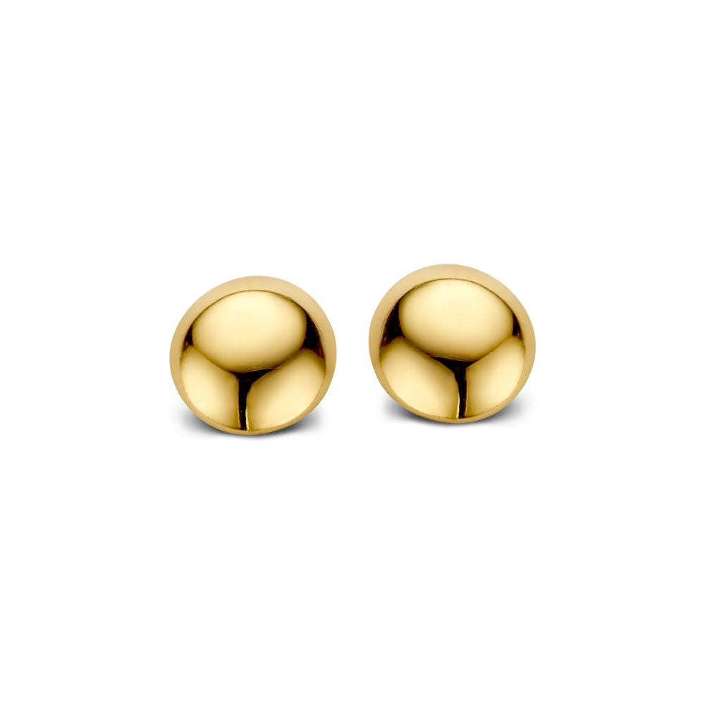 Boucles d'oreilles en or jaune 14K avec forme demi-sphérique.