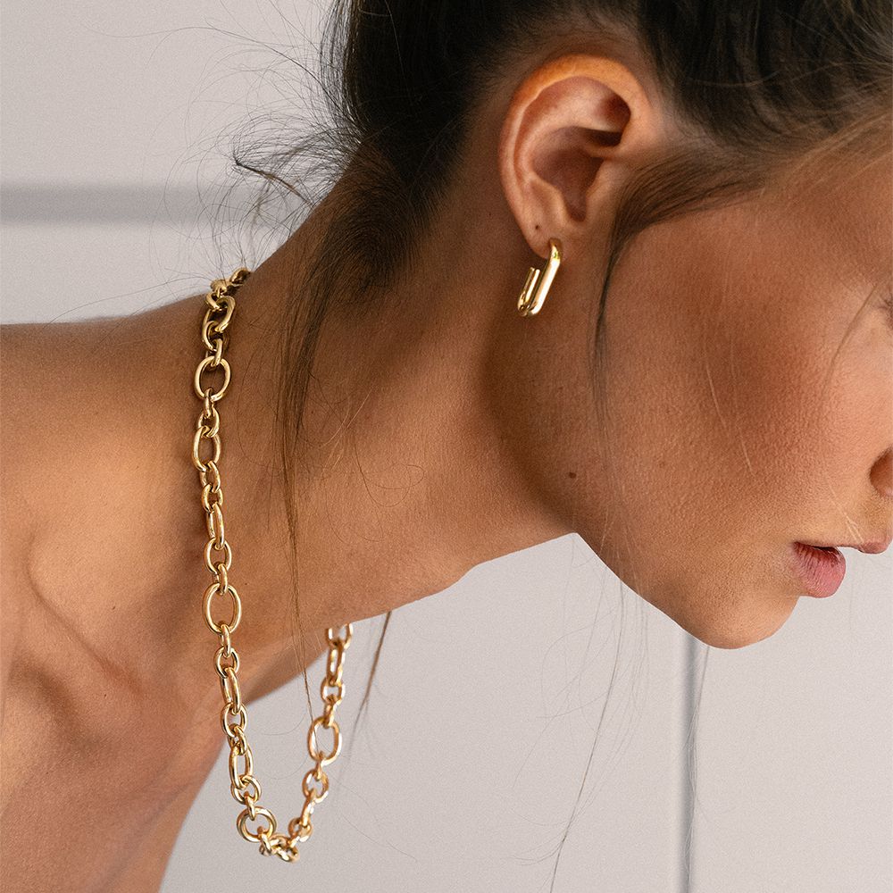 Créoles en or jaune 14K avec design ovale 21mm x 4mm