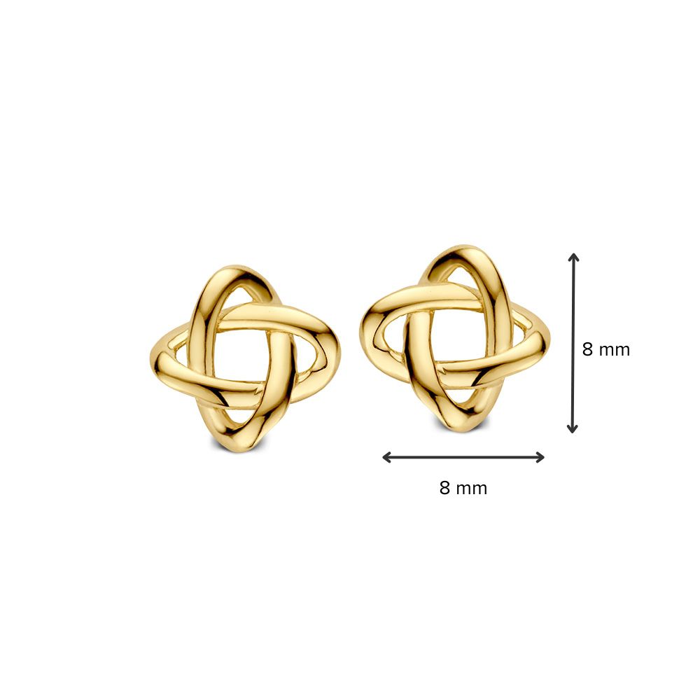 Puces d'oreilles en or jaune 14K, modèle tressé