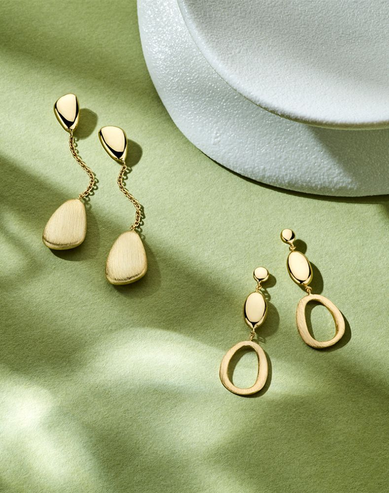 Boucles d'oreilles en or jaune stylées avec forme organique en or 14 carats