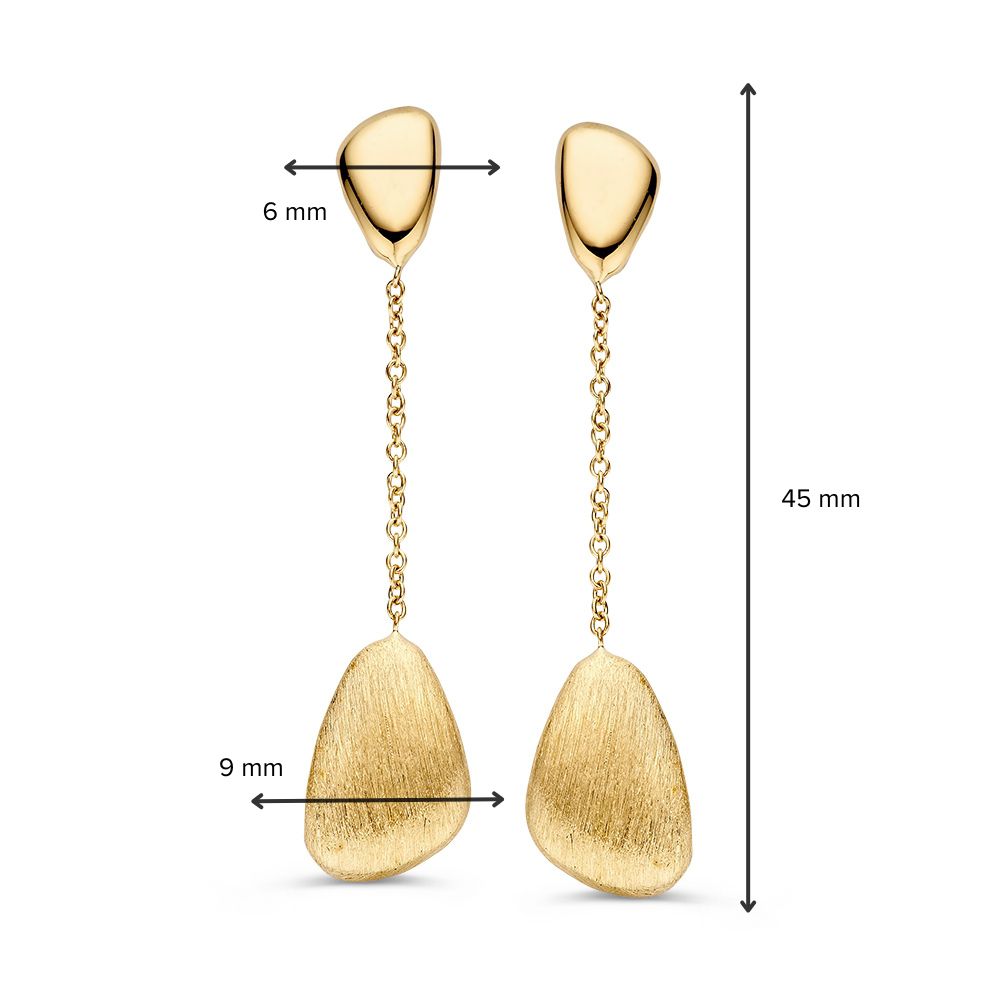 Boucles d'oreilles en or jaune stylées avec forme organique en or 14 carats