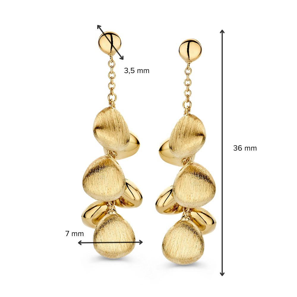 Boucles d'oreilles en or avec grappes d'éléments en or jaune 14 carats