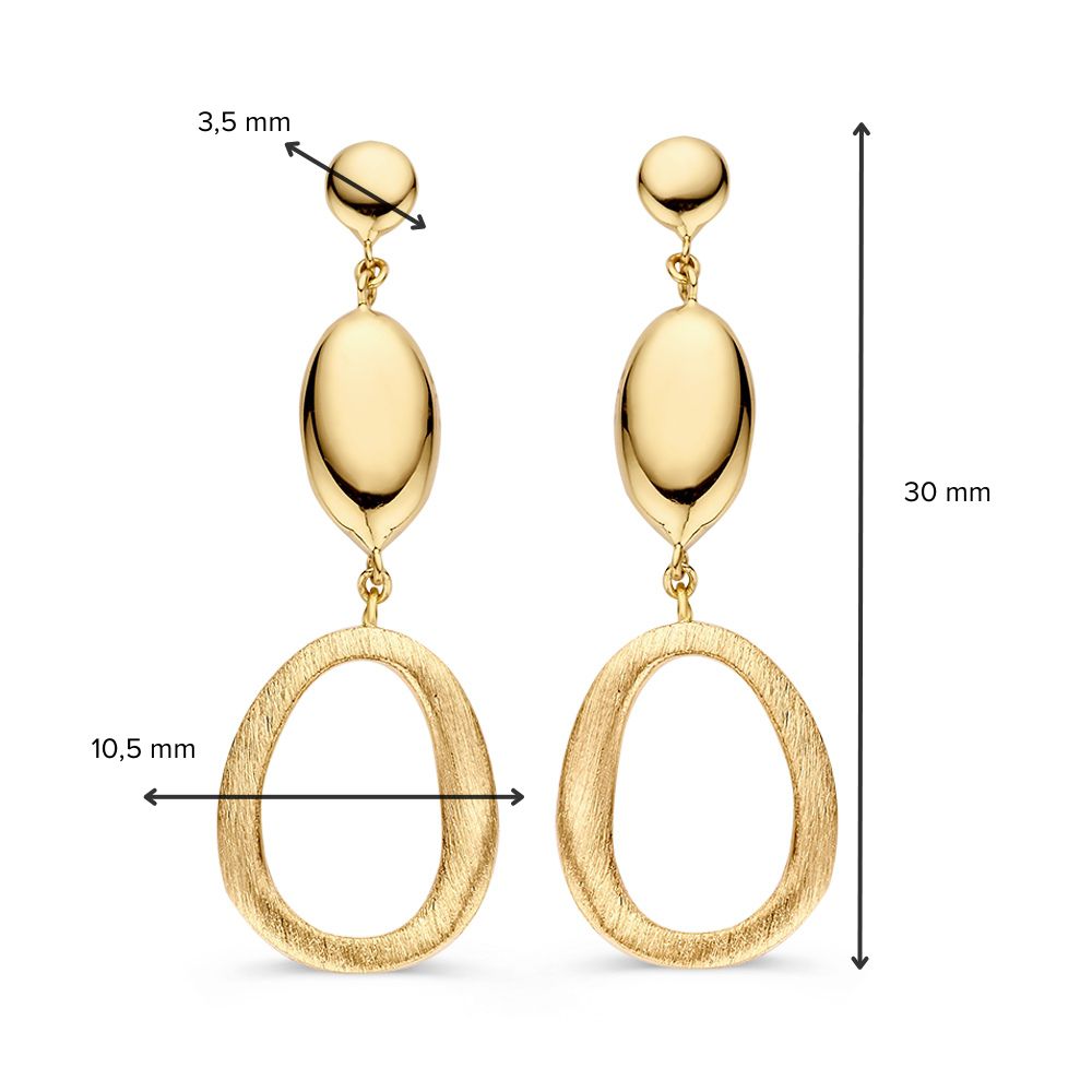 Puces d'oreilles en or jaune avec éléments pendants – 14 carats