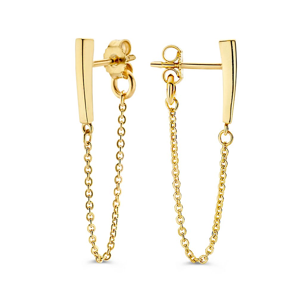 Puces d'oreilles en or jaune 14K avec zircones et collier en or