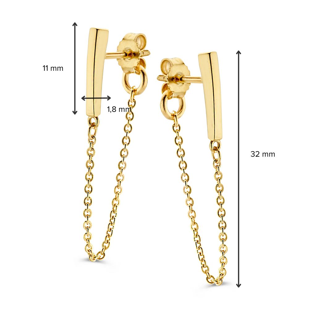 Puces d'oreilles en or jaune 14K avec zircones et collier en or
