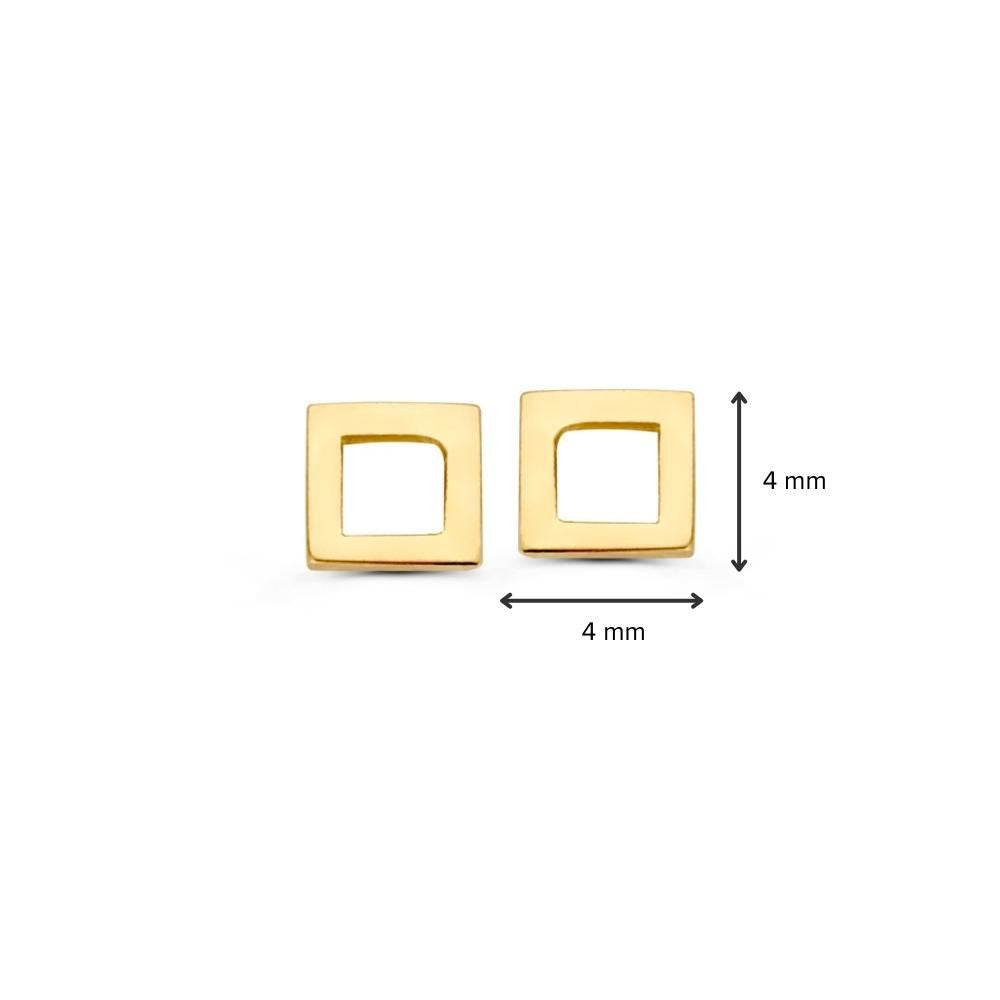 Puces d'oreilles en or jaune design carré - Élégant et intemporel - Van der Kooij