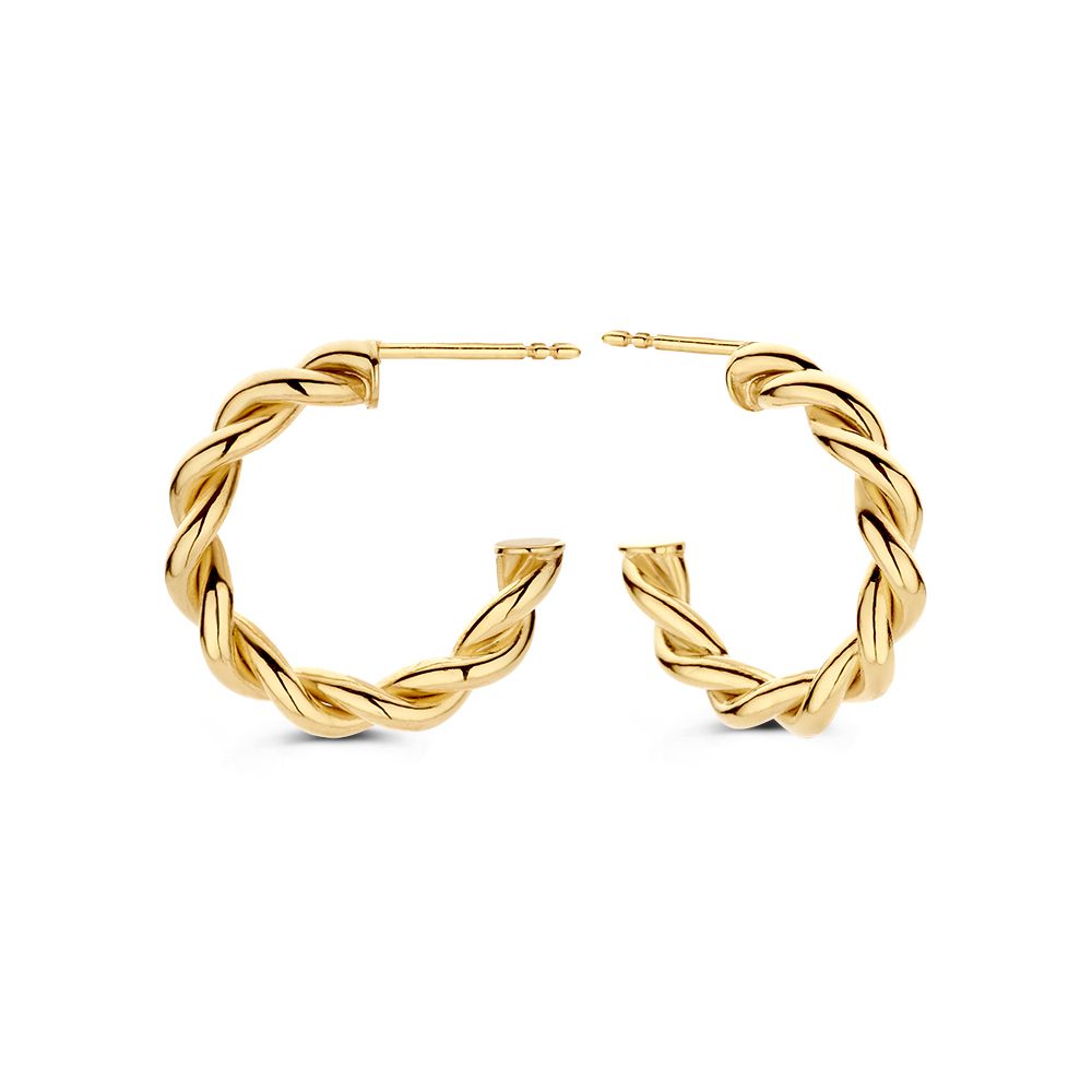 Créoles en or jaune avec bande torsadée en or 14 carats