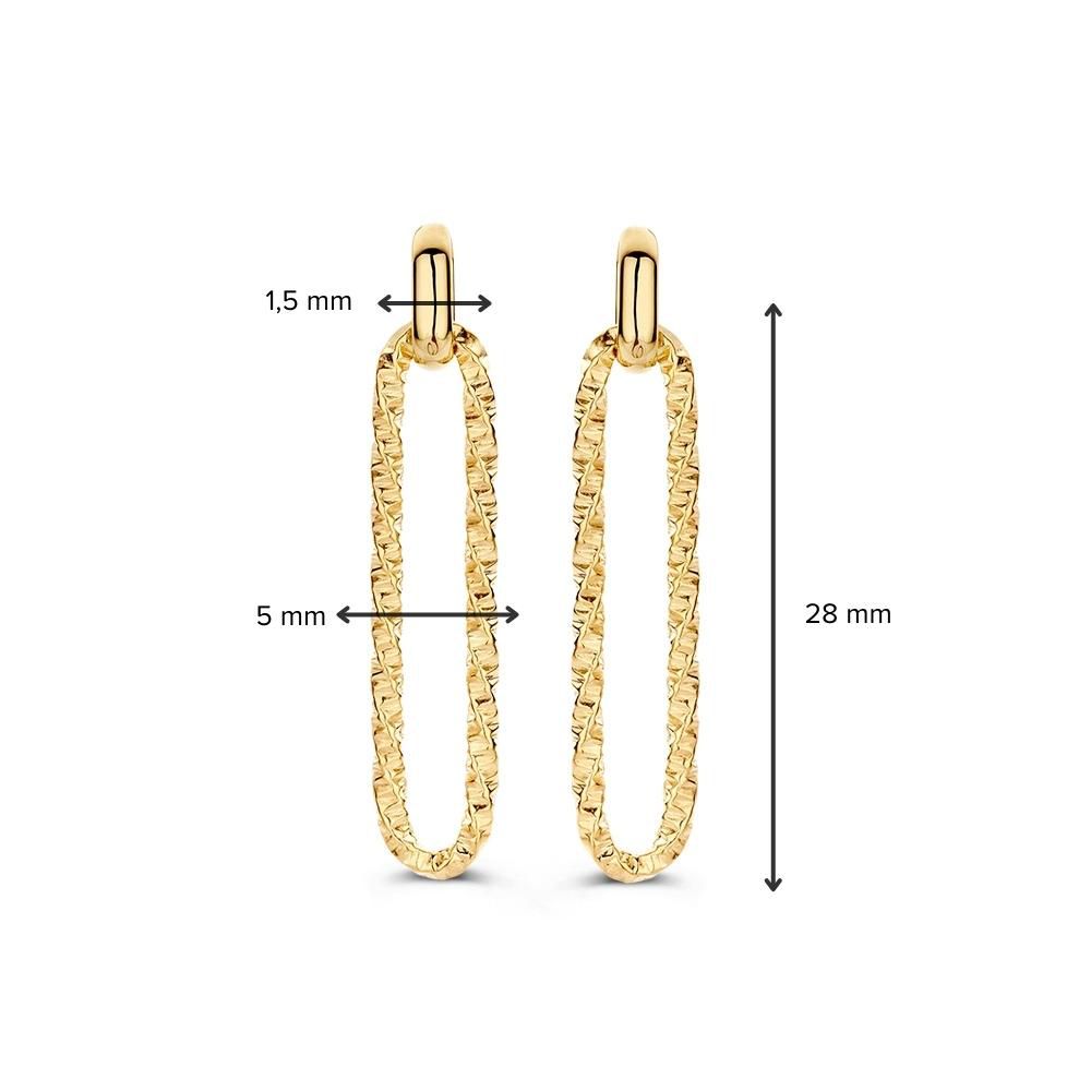 Boucles d'oreilles en or jaune avec maillon de paperclip travaillé en or 14 carats