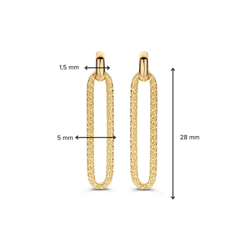 Boucles d'oreilles en or jaune avec maillon paperclip travaillé en or 14 carats