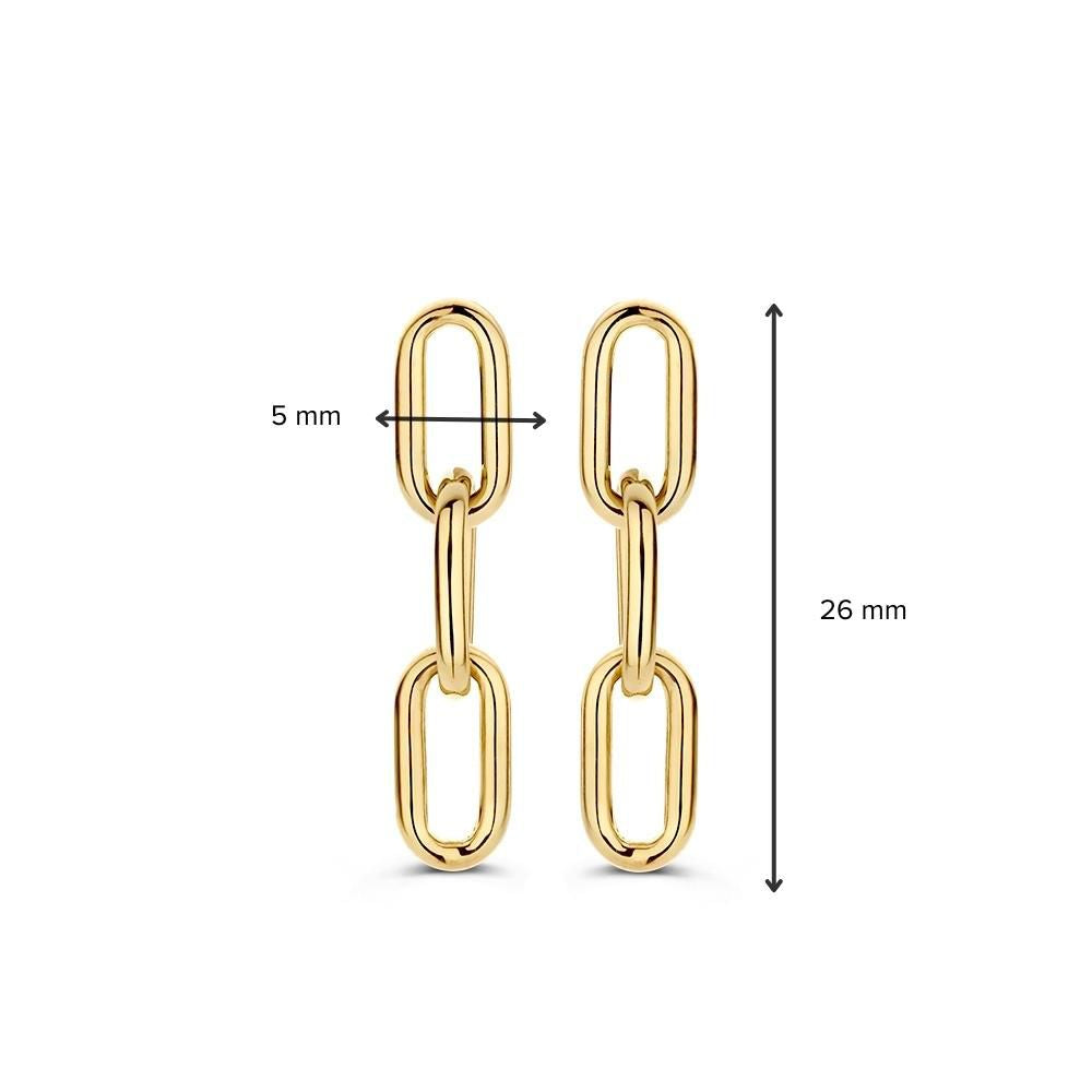 Boucles d'oreilles en or jaune avec maille en forme de trombone en or 14 carats