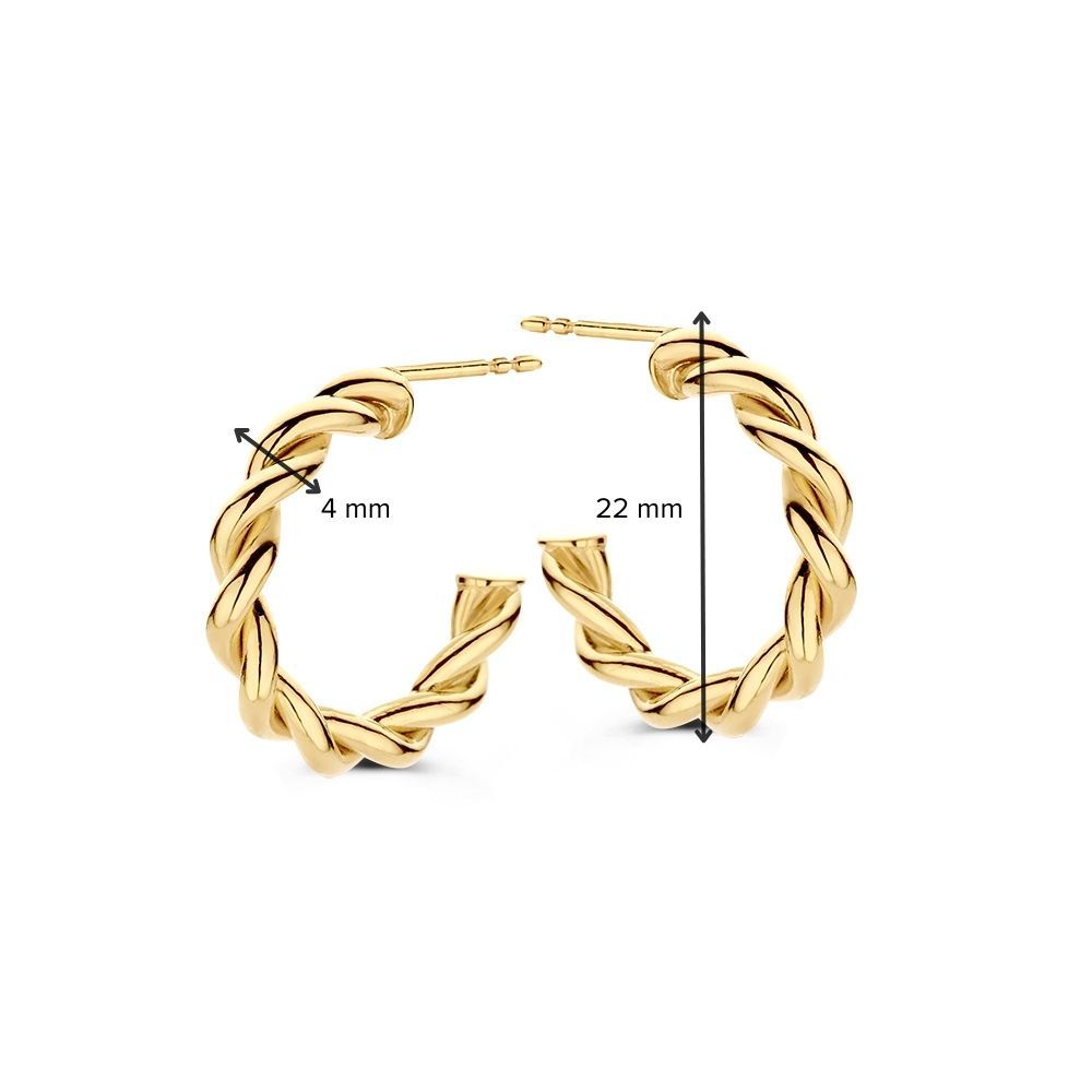 Créoles en or jaune avec bande torsadée en or 14 carats