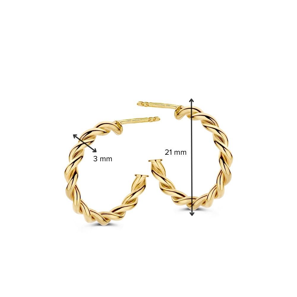 Créoles en or jaune avec bande torsadée en or 14 carats