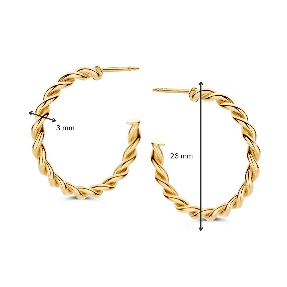 Créoles en or jaune avec bande torsadée en or 14 carats