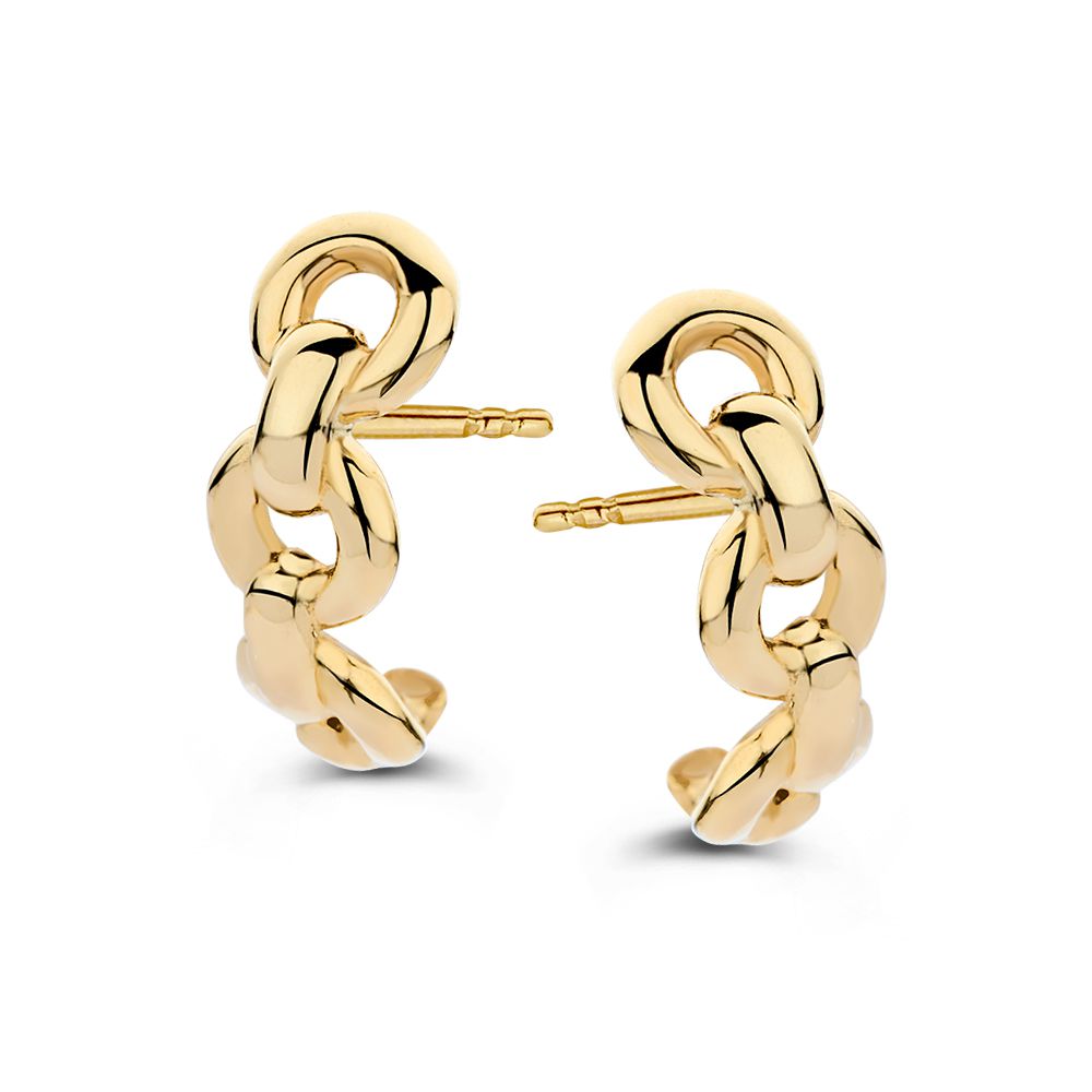 Boucles d'oreilles en or jaune 14 carats avec motif en maillons.
