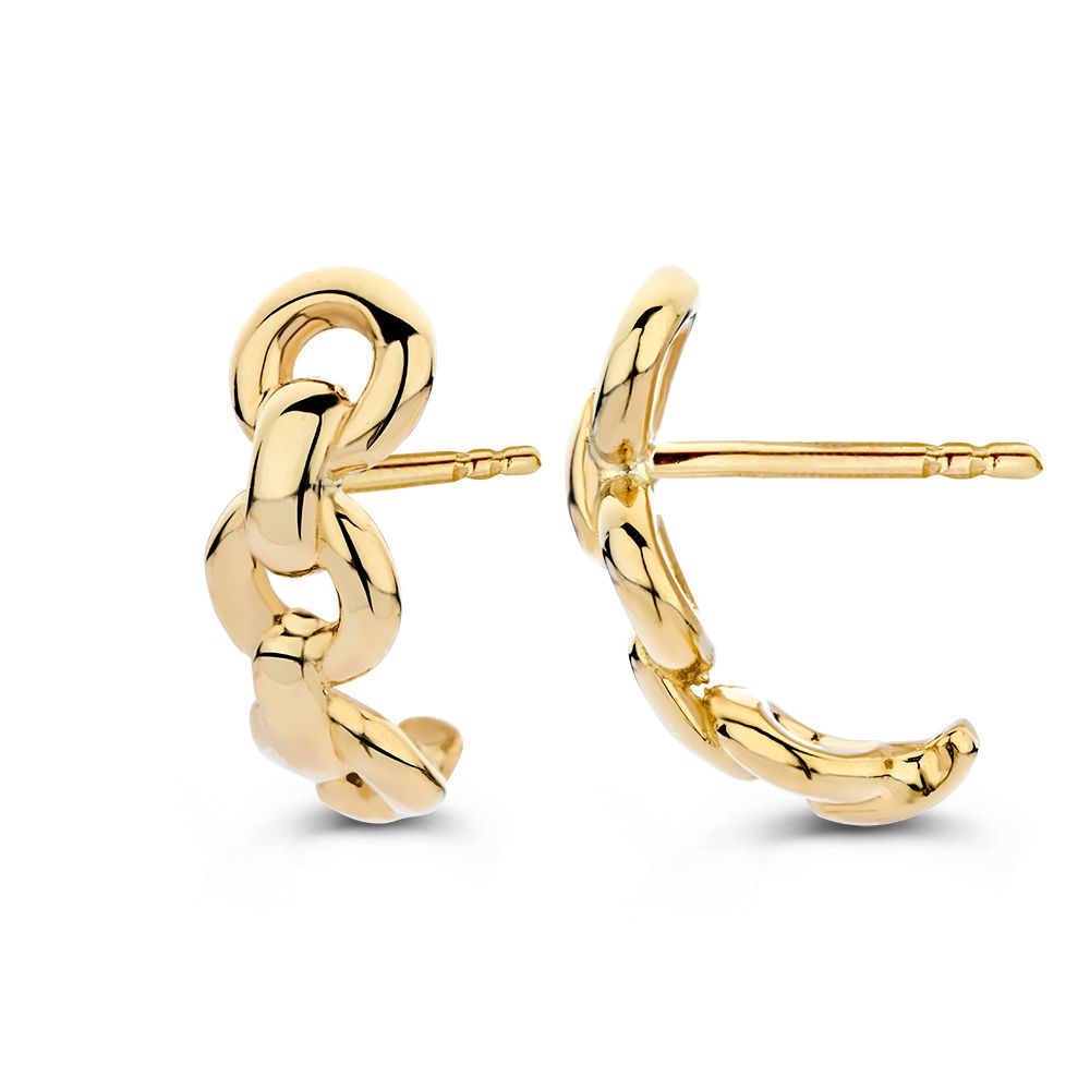 Puces d'oreilles en or jaune avec motif de maille en or 14 carats