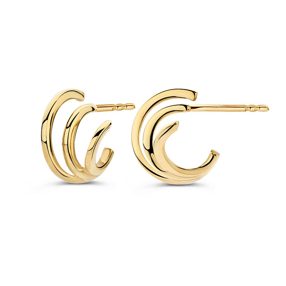 Puces d'oreilles en or jaune 14K – Trois bagues dans un seul design