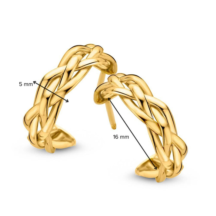 14K Geelgouden Gevlochten Oorringen met Steker