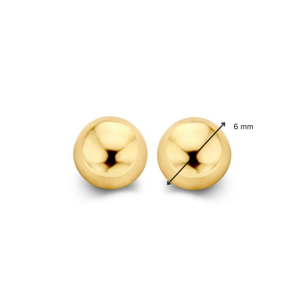 Boucles d'oreilles en or jaune 14K avec poussettes - 6mm, design minimaliste